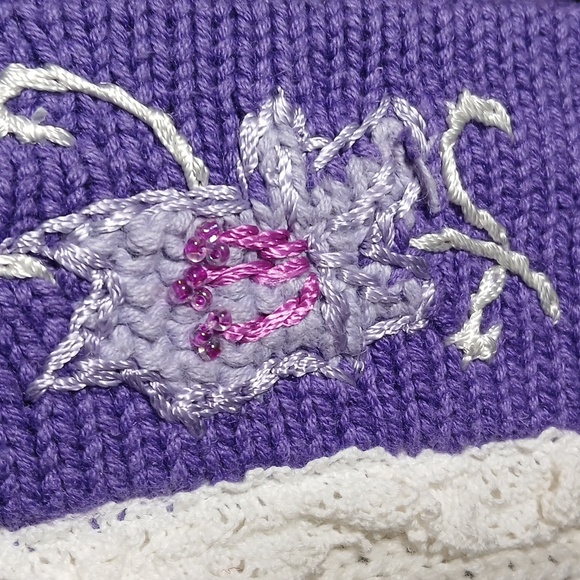 🦄 NWT Storybook Knits Lavender Unicorn Embroidered Beaded Cardigan Grandmacore - Picture 6 of 11